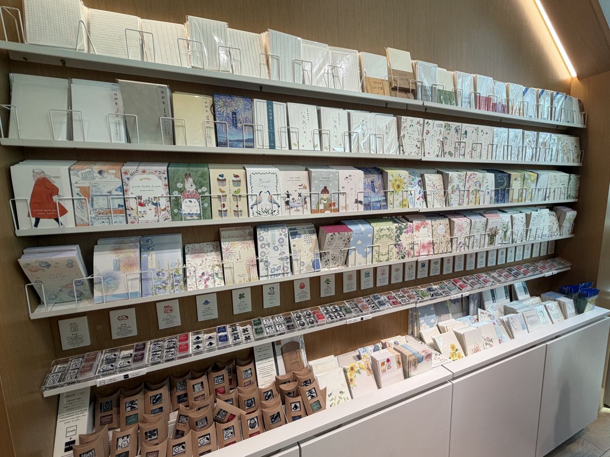 Wall of greeting cards at Ginza Itoya stationery store