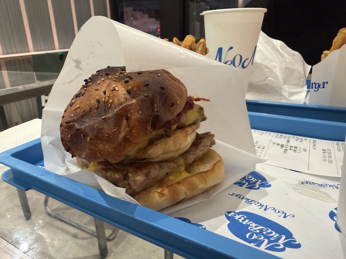 Burger and fries at Neo Nice Burger Tokyo