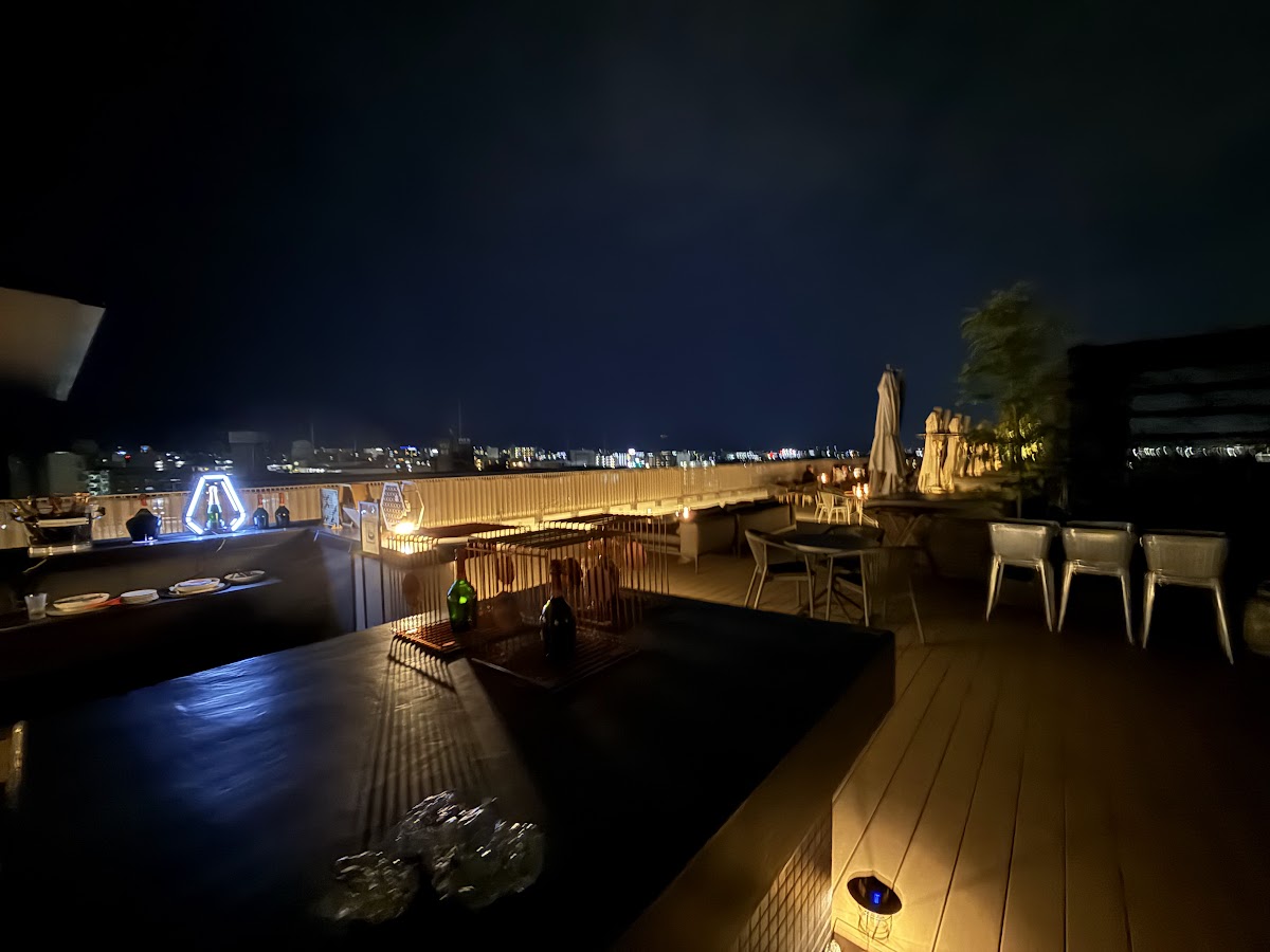 Rooftop terrace at Novotel Nara at night